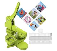 Fridge magnet machine Badge Maker Machine, 50 mm Button Maker Badge Press Machine with 100 Consumables Kits, DIY Button Maker Badge Press for Custom Badge Making,Green-Pin Badges