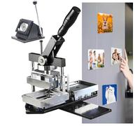 Fridge magnet machine Professional Badge Maker Machine Set - Rectangle Fridge Magnet Maker, 90x65mm with Paper Cutter & 100 Components, Ideal for DIY Badge Creation & Custom Magnets