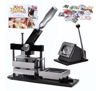 Fridge Magnet Maker Kit, 2 In 1 Button Maker with Consumables and Paper Cutter for DIY Large Metal Magnets and Character Badges