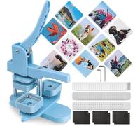 Fridge Magnet Maker Machine - 50mm Square DIY Badge Button Press Machine with 100 Supplies for Custom Magnets, Buttons & Pins for Home and Business Use