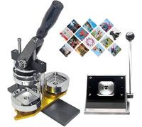 Fridge Magnet Maker Machine Kit, 50x50mm Photo Magnet Press with Paper Cutter, Includes 100pcs Materials for DIY Refrigerator Stickers and Badges
