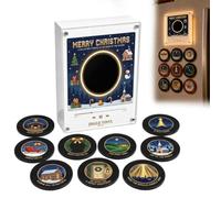 Fridge Magnet Music Player, Magnetic Music Box, Mini Vinyl Player，B | with 9 NFC Vinyl Discs & LED Night Light, Retro Record Player for Kitchen Office Decor Plays Your Favorite Song