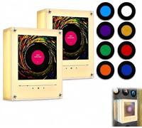 Fridge Magnet Record Player, Magnetic Mini Vinyl Record Player with 9Pcs NFC Discs Refrigerator Melody Magnets Music Box Mini Verse Vintage Vinyl Players 128MB Jukebox with LED Light，2PCS