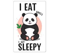 Fridge Magnet Sleepy Panda, Inspirational, I Eat Until I am Sleepy 8.5cm x 5.4cm Sleek Gloss Aluminium (Panda)