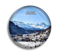 Fridge Magnet Switzerland St. Moritz Glass Magnets for Refrigerator Souvenirs Cute Crystal Magnet Decor for Whiteboard Office Home Gift