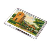 FRIDGE MAGNET - The Church & Lytch Gate, Sutton-on-Sea - Vintage Art Style