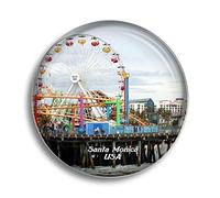 Fridge Magnet USA America Santa Monica Pier Glass Magnets for Refrigerator Souvenirs Cute Crystal Magnet Decor for Whiteboard Office Home Gift