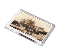 FRIDGE MAGNET - Vintage Devon - Burgh Island Hotel and Tractor, Bigbury-on-Sea (b)