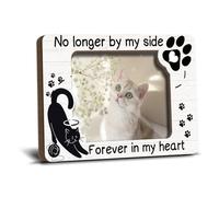 Fridge Magnetic Memorial Picture Frames for Cat Pet Lover Remembrance Memorial Gift for Loss of Cat Refrigerator Decor No Longer by My Side Forever in My Heart Wooden Photo Frames 2.5x3.5 - YT0229