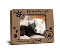 Fridge Magnetic Memorial Picture Frames for Dog Cat Pet Lover Remembrance Memorial Gift for Loss of Pet Refrigerator Decor No Longer by My Side Forever in My Heart Wooden Photo Frames 2.5x3.5 - YT0227