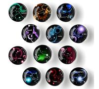 Fridge Magnets, 12PCS Round Glass Whiteboard Magnets Fridge for Kids Magnets Small Craft for Whiteboard Office Kitchen School Decorative 3cm (Constellation)
