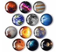 Fridge Magnets for Adults 12 Pcs Decorative Glass Refrigerator Magnets Cute Colorful Strong Magnets for Fridge Whiteboard Dishwasher Lockers (Planet)