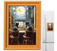 Fridge Magnets, Magnetic Decorations Oil Board | Decorative Magnets with Wooden Frame, for Kitchen, Home, Room, Game, School, Office, Locker