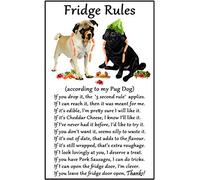 Fridge Magnets Pug Dog Gift (Puppy) - Fridge Rules - Large Fun flexible size 16cms x 10 cms (approx. 6" x4")