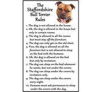 Fridge Magnets Staffordshire Bull Terrier (Red) Gift - House Rules - Large Fun flexible size 16cms x 10 cms (approx. 6" x4")