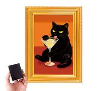 Fridge Magnets with Cat Motifs - Cute Cat Motifs Locker Sticker, Strong Wooden Frame Fridge Magnets - For Home, Kitchen, School, Locker