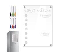 Fridge Meal Planner Magnet | Clear Acrylic Calendar Board with Markers,Weekly Calendar Planning Board Noteboard | for Family Kitchen Refrigerator Living Room Grocery Chore Task Note