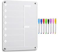 Fridge Menu Planner,Acrylic Menu Board Magnetic for Kitchen Fridge Markers,Clear Weekly Calendar Planning Board Noteboard Refrigerator Dry Erase Board to Do/Grocery/Shopping List/Chore Chart,12.8x9’’