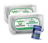 Fridge Ninja Fridge Deodoriser and Freshener- Unscented Activated Charcoal, Lasts for 12 Months, Odour Eliminator, Smell Remover, & Scent Absorber, Fridge Accessories for Freshness - 2 Pack