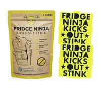 Fridge Ninja Fridge Deodoriser and Freshener- Unscented Activated Charcoal, Lasts for 3 Months, Odour Eliminator, Smell Remover, & Scent Absorber, Fridge Accessories for Freshness - Compact, 2 Pack