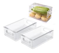 Fridge Organiser Set - 6-Piece Fridge Organiser Set in 3 Sizes, Stackable Storage Boxes Made of BPA-Free Plastic for Kitchen, Pantry, Freezer, Drawer & Office