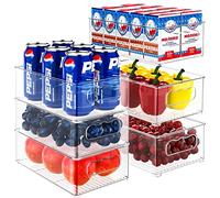 Fridge Organisers, Transparent Stackable Storage Boxes, 6 Pack Large Medium