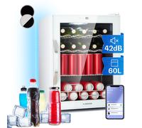 Fridge Refrigerator Beverage Cooler Mini 60 L Freestanding Glass Door WiFi White