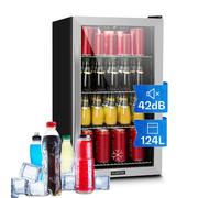 Fridge Refrigerator Drinks Fridge Beverage Cooler Chiller 124L Glass Door Black