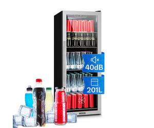 Fridge Refrigerator Drinks Fridge Beverage Cooler Chiller 201L Glass Door Black