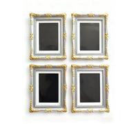 Fridge Refrigerator Magnets Picture Frames, Vintage Style Open the Back Cover and Directly Insert For Photos, Paintings, DIY Specimens, Etc. It Can Placed On the Table,Stuck on Fridge (4, Silver)