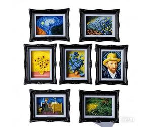 Fridge Refrigerator Magnets Picture Frames, Vintage Style Open the Back Cover and Directly Insert For Photos, Paintings, DIY Specimens, Etc. It Can Placed On the Table,Stuck on Fridge (4, black)