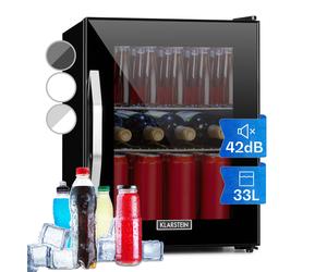 Fridge Refrigerator Wine Fridge Mini Cooler Drinks Beer LED Glass Door Black 33L