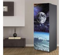 Fridge Sticker Full Covering Door Fridge Covers Skins Wall Stickers for Kitchen Decal, Moon Space Starry Sky(M: 60x180 cm)