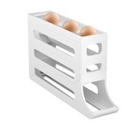 Fridge Storage Organizer, 4 Tier Space-Saving Roll Down Eggs Dispenser, Egg Container For Refrigerator, Food Storage Container For Kitchen, Holders 30 Eggs For Refrigerator