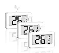 Fridge Temperature Thermometer 3 Pcs, Digital Refrigerator Thermometer with Hanging Hook and Retractable Stand, Digital Waterproof Fridge Freezer Thermometer with LCD Display, White