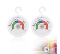 Fridge Thermometer, 2 Pcs Dial Refrigerator Thermometer, Fridge Freezer Thermometer with Coloured Zones for Temperature Control in Home and Commercial Fridges