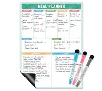 Fridge Whiteboard Meal Planner Board, Weekly Magnetic Shopping List, Kitchen Menu Board - 30 × 21.4 cm, Reusable & Erasable, Includes 3 Pens, for Food Planning & Convenient Shopping