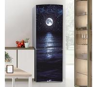 Fridge Wraps Kitchen Fridge Skins - Full Door Covers, Wall Stickers for Kitchen Decal - Stars and Moon Falling in The Sea Night