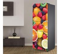 Fridge Wraps Kitchen Fridge Stickers Cover Full Doors, Fridge Sticker Full Covering Door Fridge Covers Skins wall Stickers for Kitchen Decal, Strawberry and Orange Color Fruit