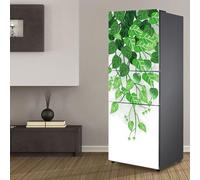 Fridge Wraps Kitchen Fridge Stickers Cover Full Doors, Fridge Sticker Full Covering Door Fridge Covers Skins wall Stickers for Kitchen Decal, Green Leaves Spring