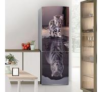 Fridge Wraps Kitchen Fridge Stickers Cover Full Doors, Fridge Sticker Full Covering Door Fridge Covers Skins Wall Stickers for Kitchen Decal, Cat Heart has a Tiger
