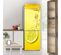 Fridge Wraps Kitchen Fridge Stickers Cover Full Doors, Fridge Sticker Full Covering Door Fridge Covers Skins Wall Stickers for Kitchen Decal, Fresh Yellow Lemon