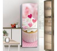 Fridge Wraps Kitchen Fridge Stickers Cover Full Doors, Fridge Sticker Full Covering Door Fridge Covers Skins Wall Stickers for Kitchen Decal, Delicious Pink Cream Cake