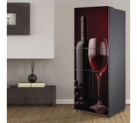 Fridge Wraps Kitchen Fridge Stickers Cover Full Doors, Fridge Sticker Full Covering Door Fridge Covers Skins wall Stickers for Kitchen Decal, Grape red Wine Romance