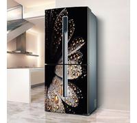 Fridge Wraps Kitchen Fridge Stickers Cover Full Doors, Fridge Sticker Full Covering Door Fridge Covers Skins wall Stickers for Kitchen Decal, Flower Droplets in Darkness