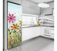 Fridge Wraps Kitchen Fridge Stickers Cover Full Doors, Fridge Sticker Full Covering Door Fridge Covers Decor, Freezer Skins Wall Stickers for Kitchen Decal, Alphabet Petals Flower
