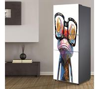 Fridge Wraps Kitchen Fridge Stickers Cover Full Doors, Fridge Sticker Full Covering Door Fridge Covers Skins Wall Stickers for Kitchen Decal, Color Frog Wearing Glasses