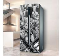 Fridge Wraps Kitchen Fridge Stickers Cover Full Doors, Fridge Sticker Full Covering Door Fridge Covers Skins Wall Stickers for Kitchen Decal, Gray City high -Rise Building Manhattan