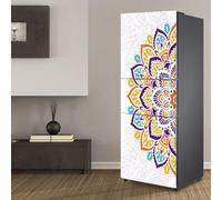 Fridge Wraps Kitchen Fridge Stickers Cover Full Doors, Fridge Sticker Full Covering Door Fridge Covers Skins Wall Stickers for Kitchen Decal, Color Mandala Flower