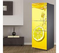 Fridge Wraps Kitchen Fridge Stickers Cover Full Doors, Fridge Sticker Full Covering Door Fridge Covers Skins Wall Stickers for Kitchen Decal, Fresh Yellow Lemon